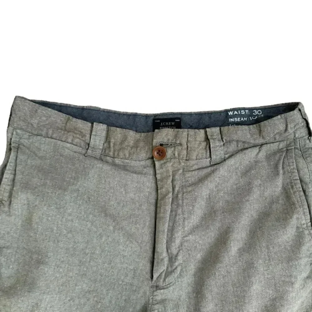 J Crew Olive Army Green Casual  Cotton Blend Flat Front Chino Sz 30 #1932